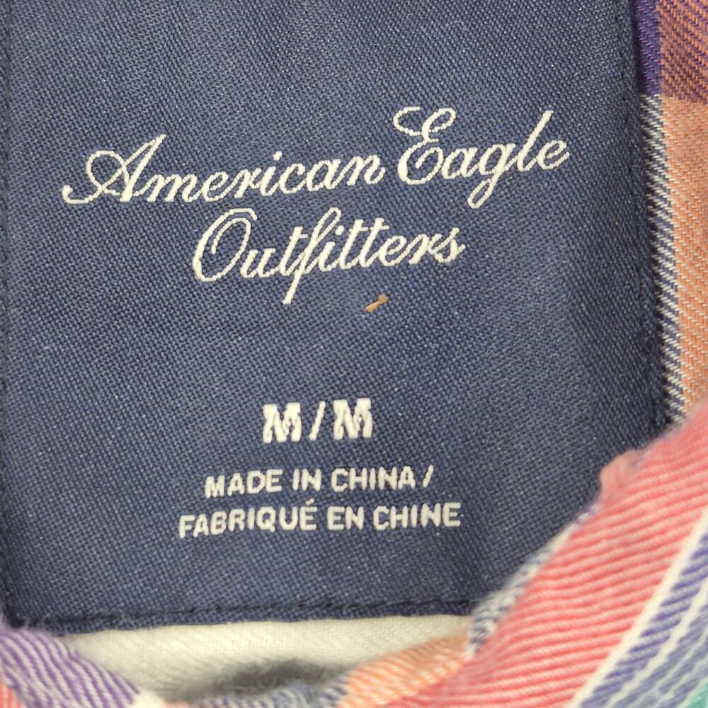 American Eagle Outfitters Shirt Womens Medium Plaid Snap Front Long Sleeve - Picture 6 of 10